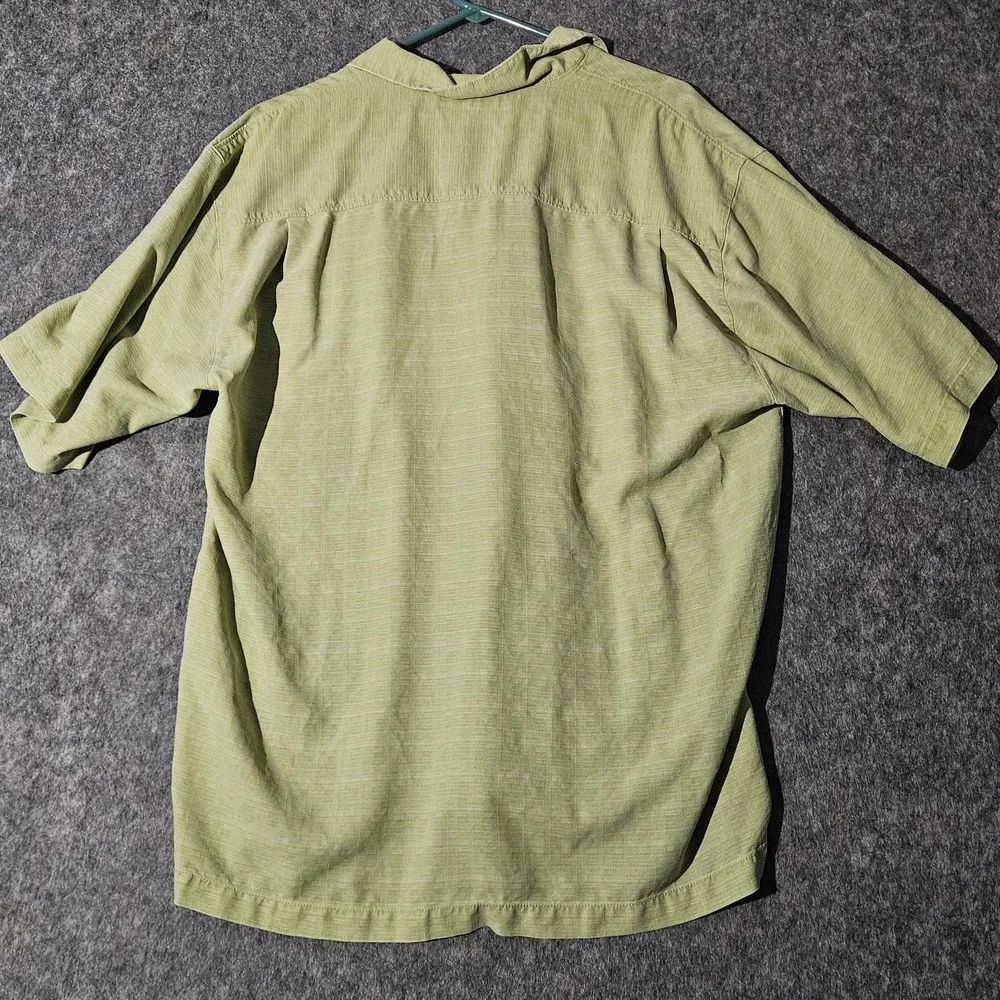 Tommy Bahama Shirt Mens XL Green Floral Palm Tree Silk Button Up Hawaiian Camp - Picture 2 of 9